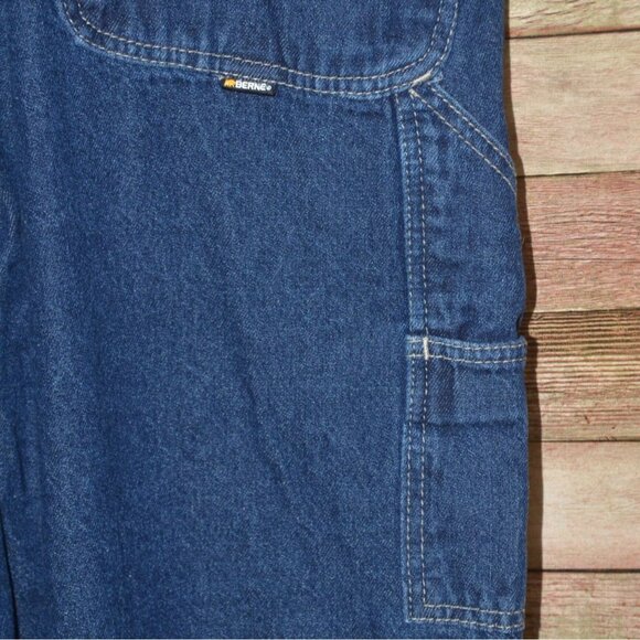 Berne Apparel Bib Overalls Carpenter Style Hammer Hook Men’s Size 40x30 Blue - Picture 8 of 12